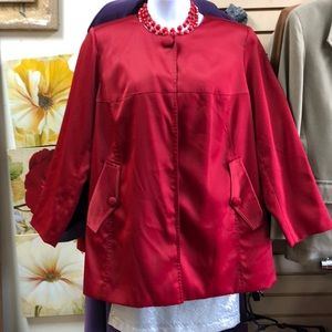 Red A-line coat.